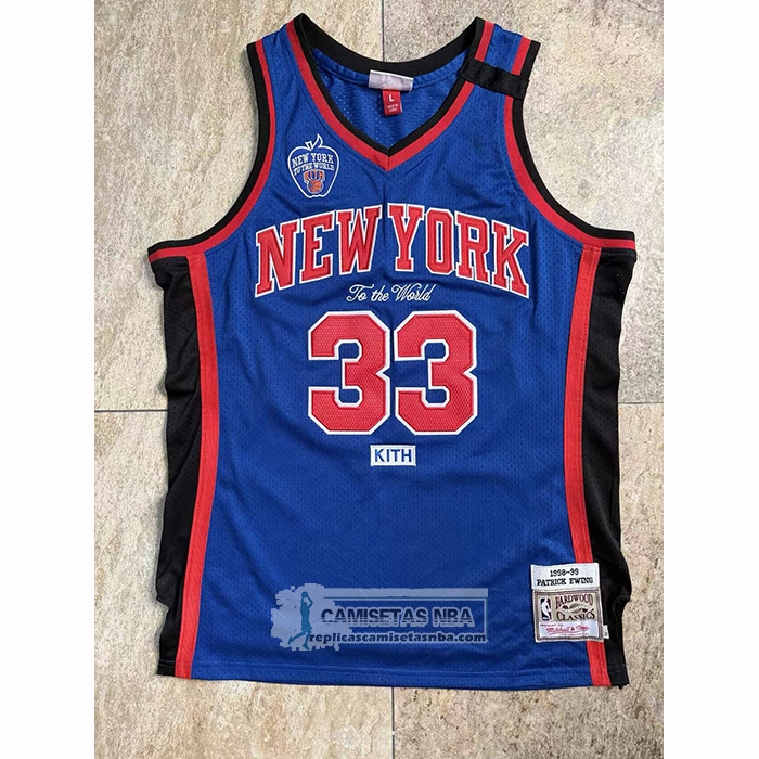 Camiseta New York Knicks Patrick Ewing NO 33 Mitchell & Ness 1998-99 Azul